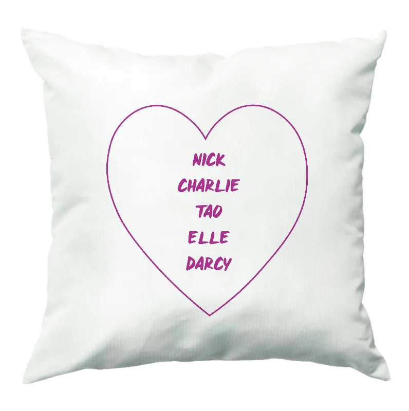 Exclusive Offers Nick , Charlie , Tao , Elle , Darcy - Heart TV Cushion