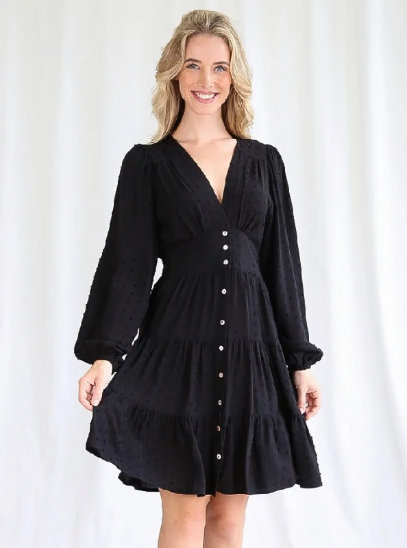 Quick Sale Kelly Black Spot Mini Dress