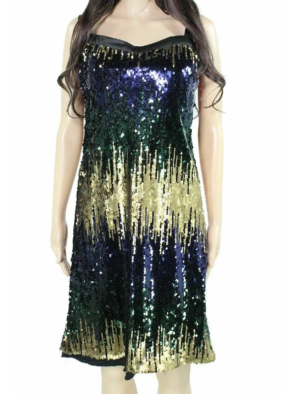 Reduced Prices LAUNDRY Womens Navy Sequined Sleeveless Sweetheart Neckline Short Evening Dress