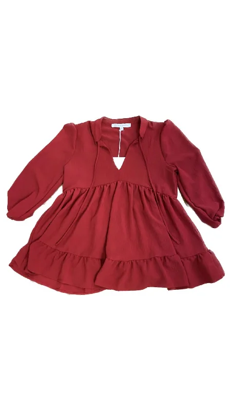 Savings Spectacular Ava Long Sleeve Top In Red