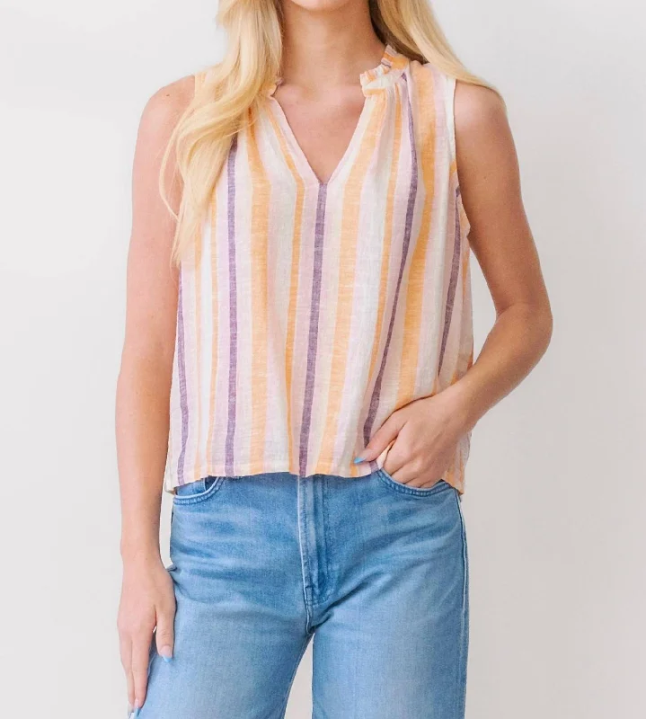 Can't Miss Christy Top In Papaya Stripe
