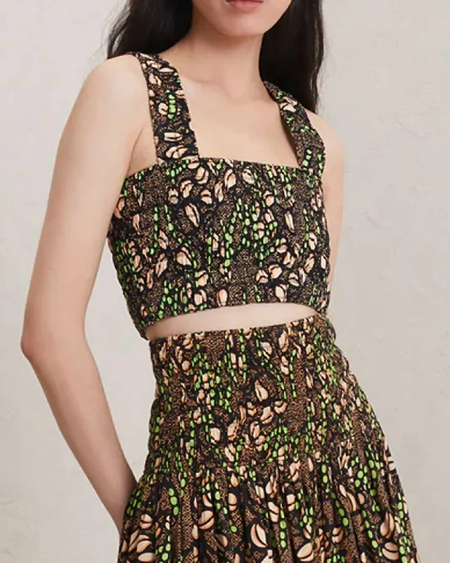 Deal Frenzy Cielo Top In Nude Peach/green Kick Multi