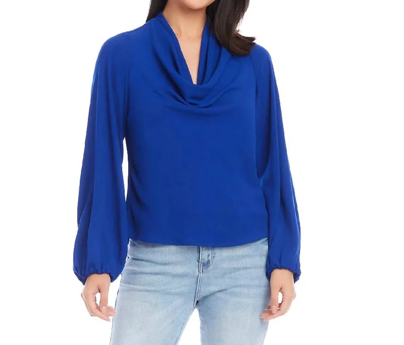 Exclusive Offers Cowl Neck Top In Royal