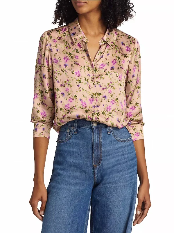 Final Clearance Crosby Long Sleeve Blouse In Spring Geranium