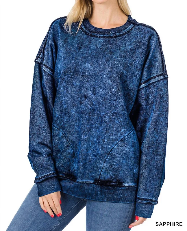 Closeout French Terry Mineral Wash Sweatshirt In Sapphire