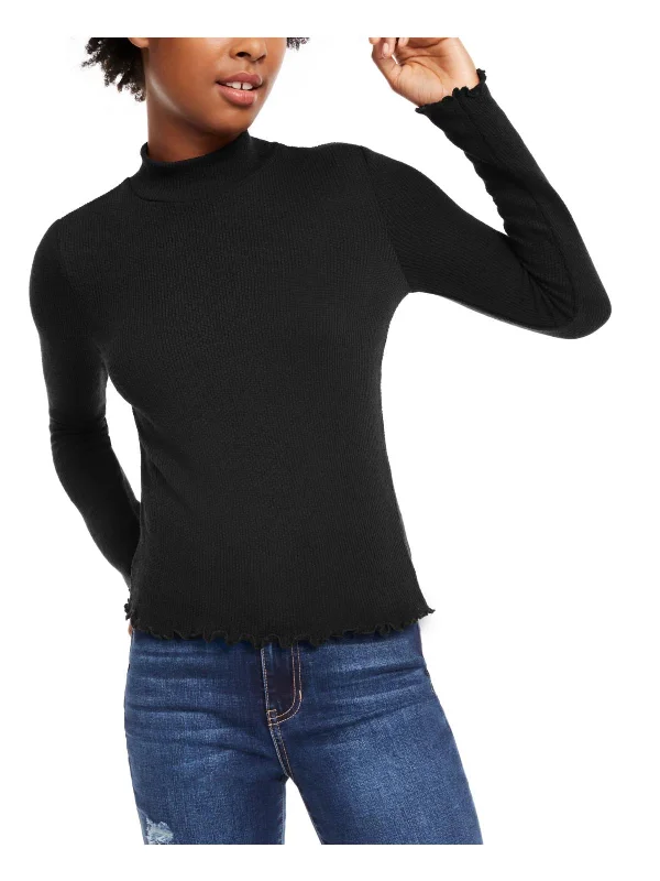 Deep Discounts Juniors Womens Ribbed Mock Neck Pullover Top