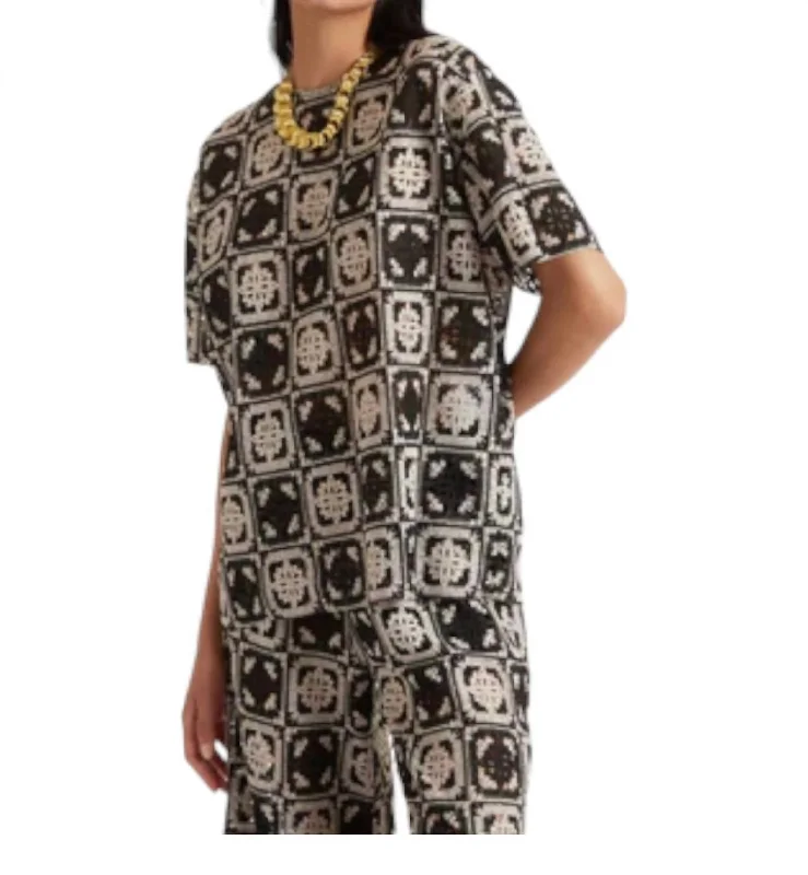 Discount Extravaganza Lacey House T-Shirt In Mini Tiles Black Macrame