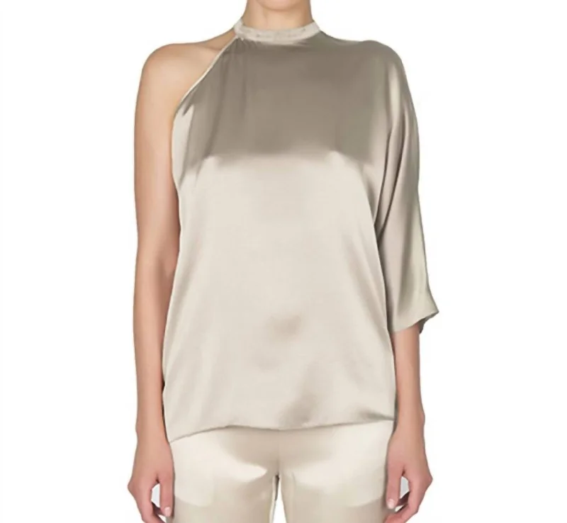 Take Advantage Linda One Shoulder Top In Champagne