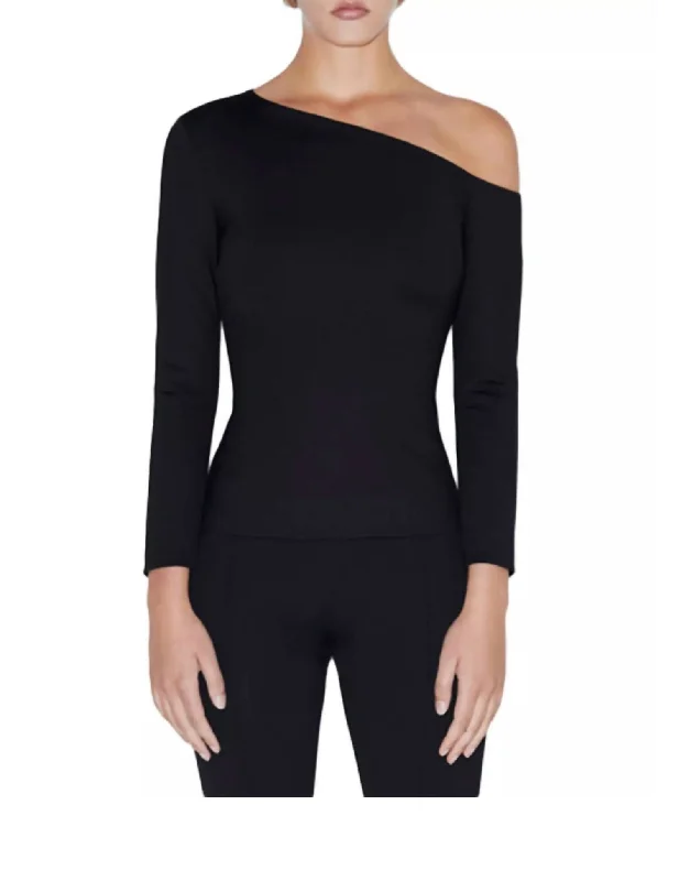 Overstock Long Sleeve Off The Shoulder Top In Black
