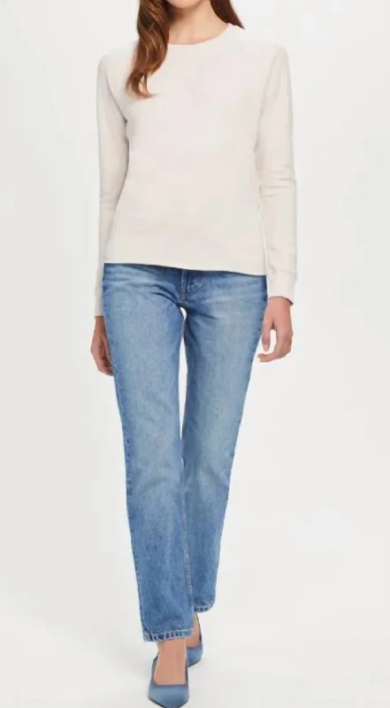 Deep Discounts Melrose Reverse Sleeve Raglan Sweatshirt In White Sand