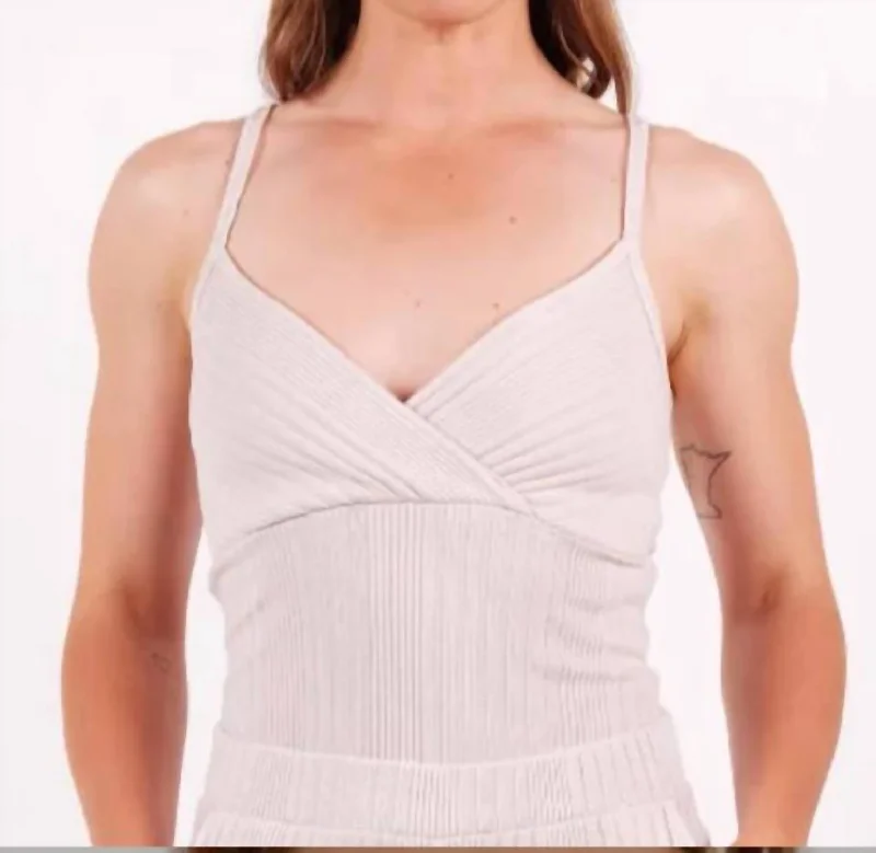 Grand Opening Sale Oraginc Variegated Rib Front Overlap Tank In Stone