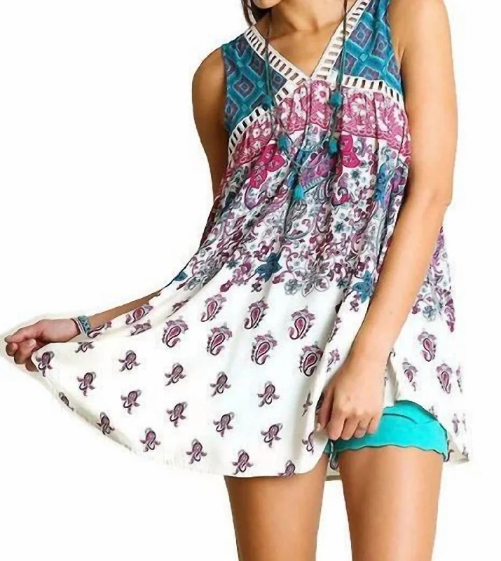 Limited Edition Paisley Print Sleeveless Tunic In Multi