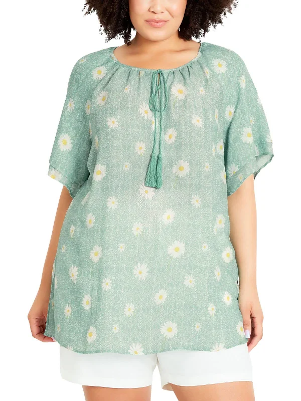 Price Smash Plus Womens Tassel Peasant Blouse