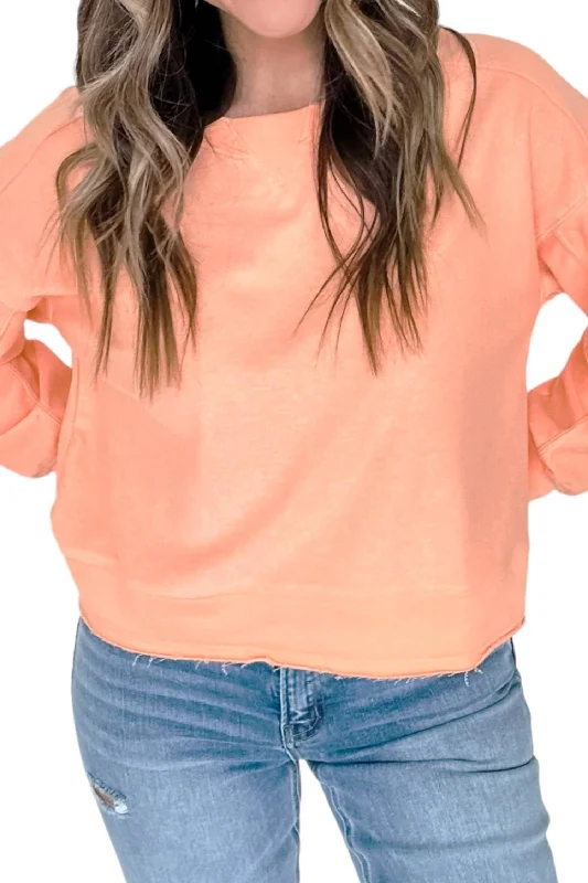 Buy Now Raw Edge Knit Pullover Top In Orange