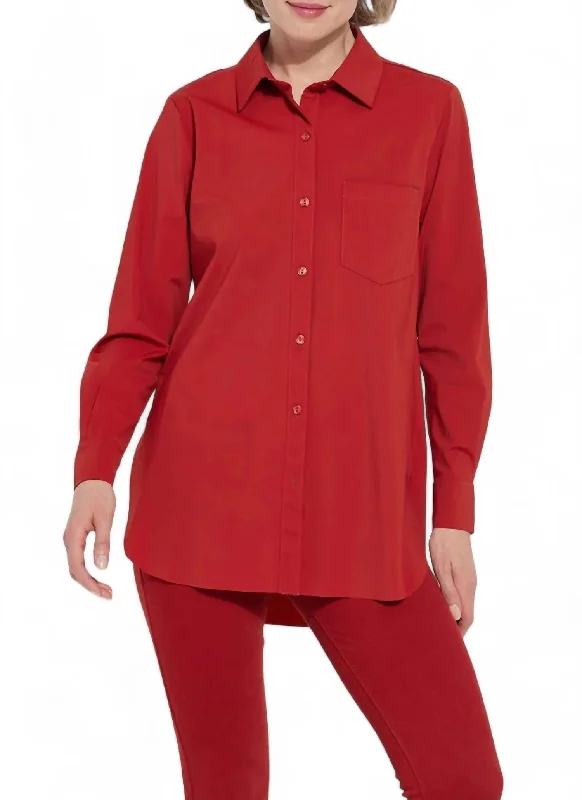 Price Drop Schiffer Button Down Shirt In Matte Red