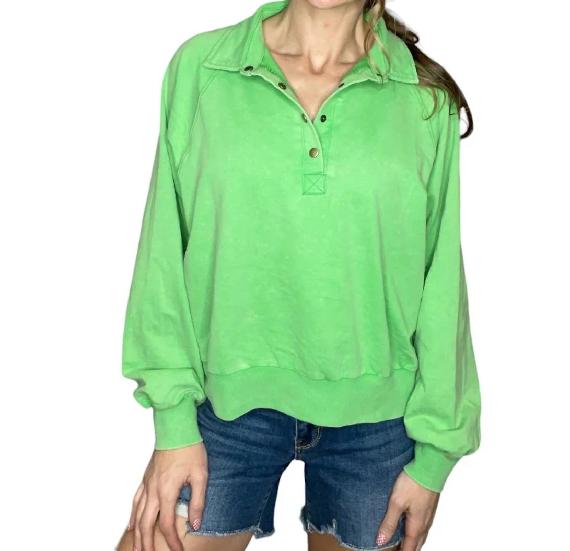 Special Offer Snap Button Up Top In Green