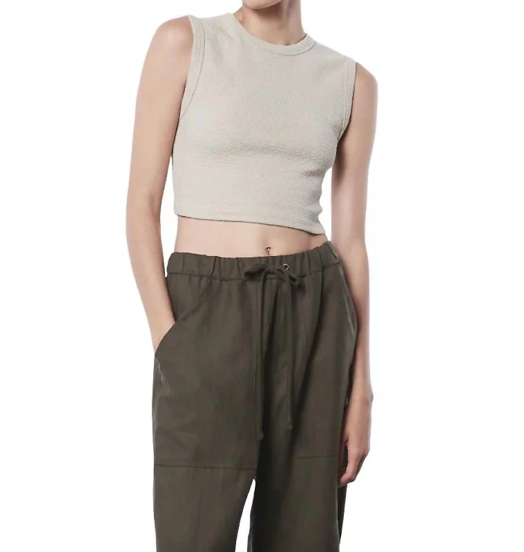 Deal Alert Textured Jacquard Crop Tank In Raffia