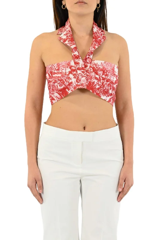 YEAR-End Clearance Toile De Jouy Radzmir Crop Top In Red-White