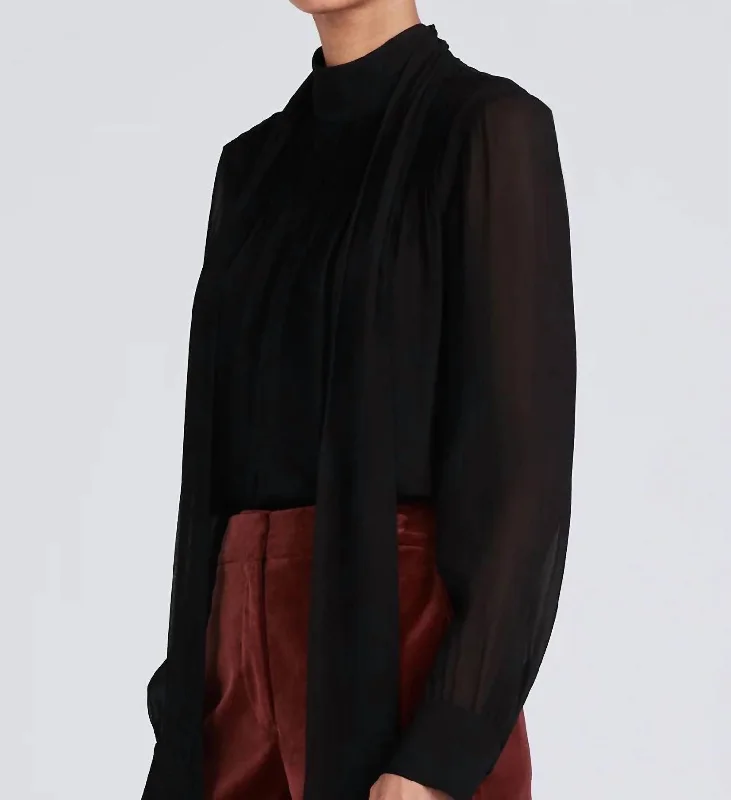 Factory Direct Sale Valentine Tie Blouse In Black