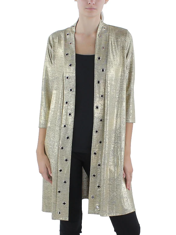 Exclusive Preview Womens Foiled Grommet Kimono