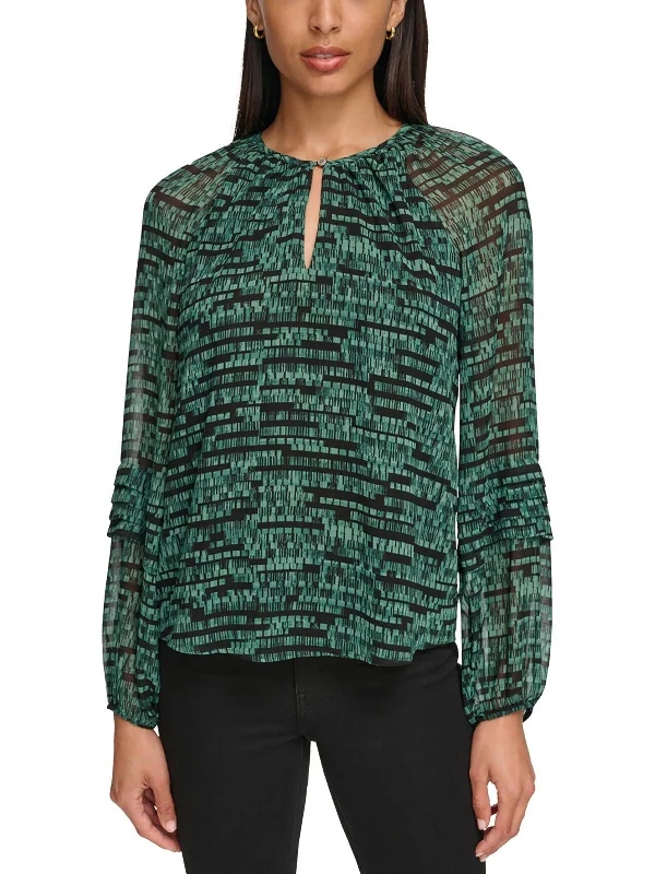 Mega Deal Womens Keyhole Bishop Sleeves Pullover Top