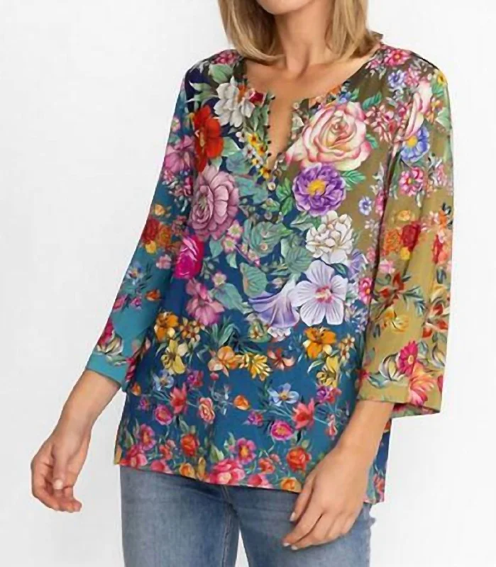 Season Finale Sale Women's Neutra Button Front Long Sleeves Henley Tee In Multi
