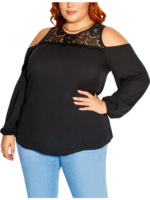 Deal Mania Womens Open Shoulder Embroidered Shell