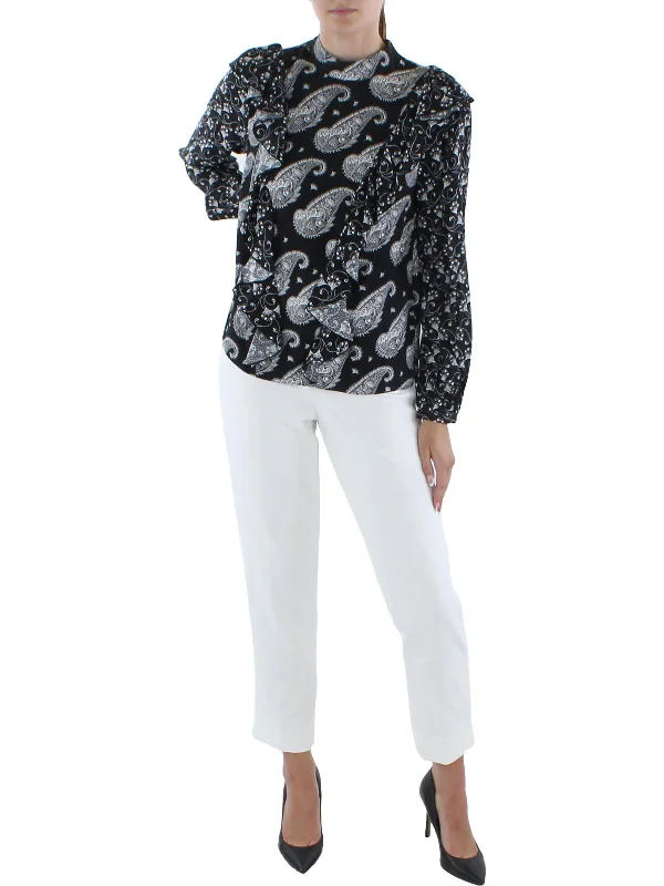 Amazing Deals Womens Paisley High Neck Blouse