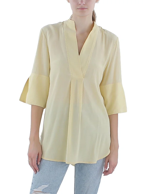 Weekend Flash Sale Womens Silk Split Neckline Blouse