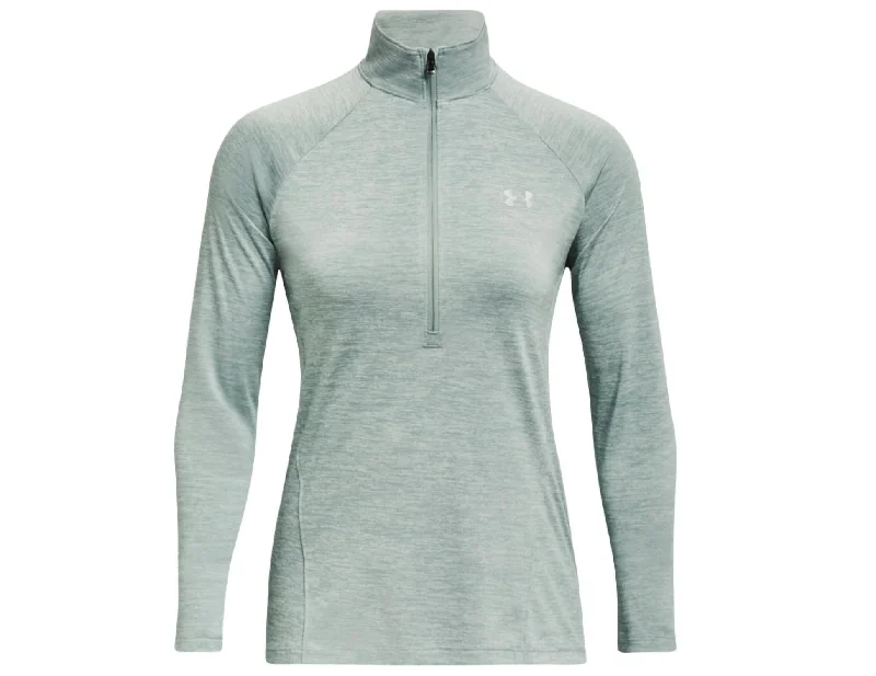 Deal of the Day Women's Tech Half Zip - Twist Shirt In Opal Green / White / Metallic Silver