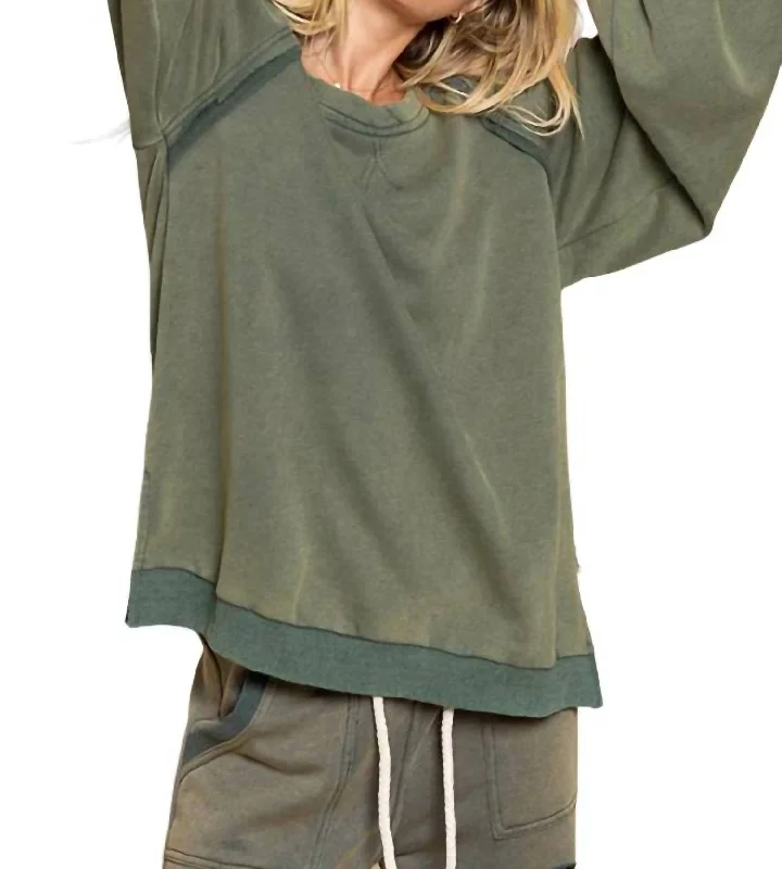 Best Bargains Zoey Criss-Cross Back Sweatshirt In Vintage Moss
